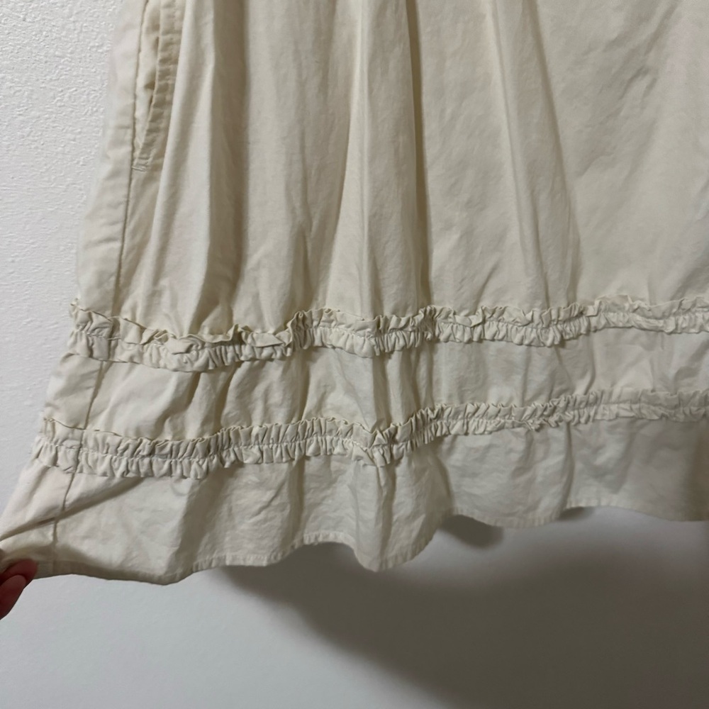 Gap Puff Sleeve Ruffle Neck Mini Dress Chino Beige Square Neck Pockets 2023-12 - Picture 8 of 12